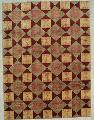 Red Transitional Geometric Turkish Knot Area Rug