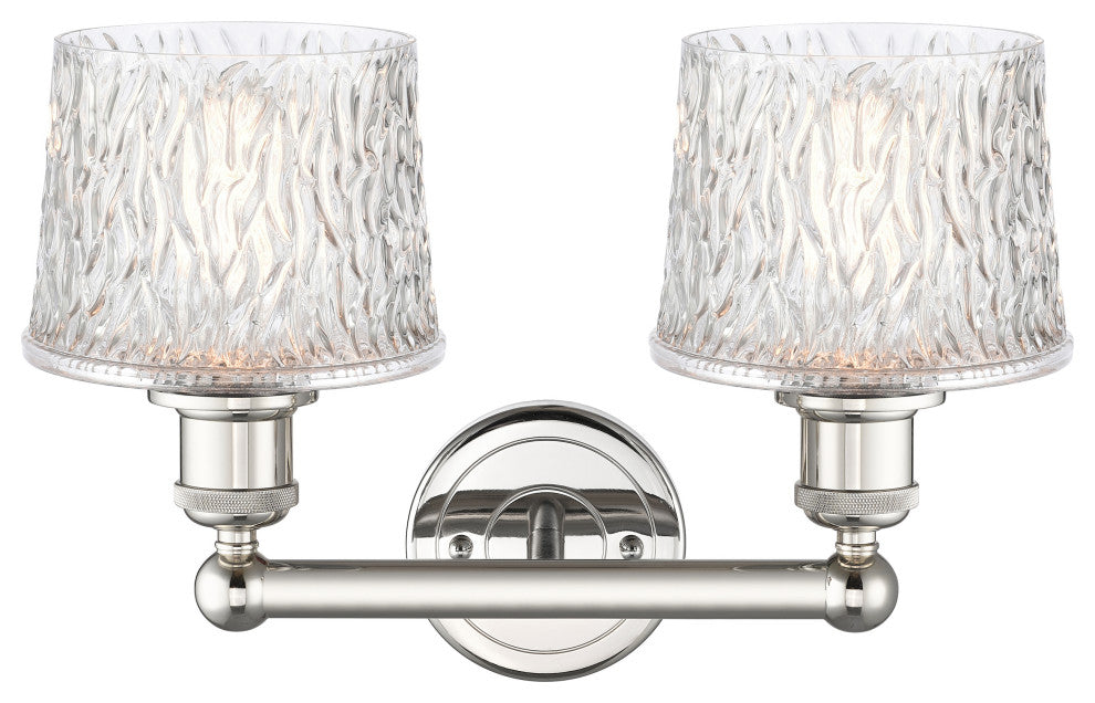 Edison Niagra 2-Light 16" Bath Vanity Light, Polished Nickel Finish, Clear Shade