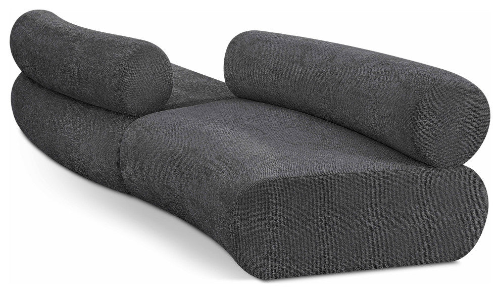 Bale Cream Chenille Fabric Modular Sofa, Gray, 2-Piece, S-Shaped