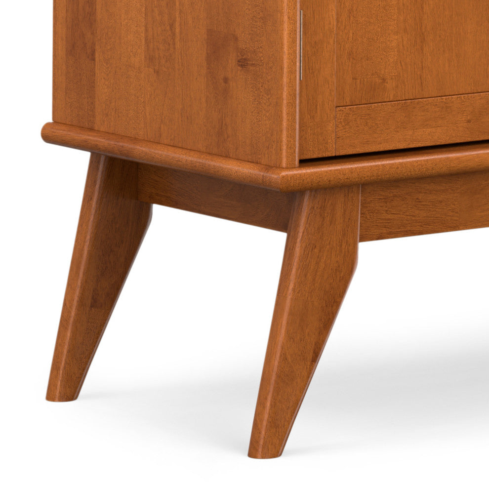 Draper Solid Hardwood Mid Century 4 Door Sideboard Buffet, Teak Brown