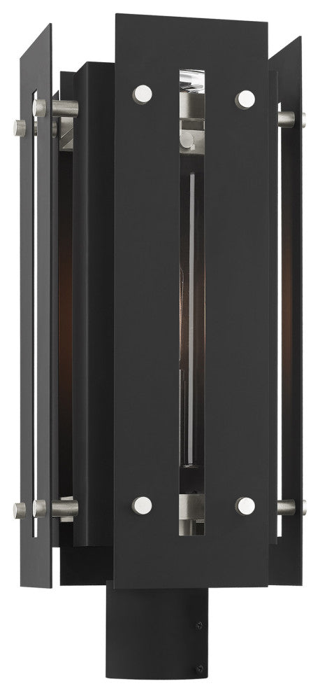Livex Utrecht 1 Light Black/Brushed Nickel Large Outdoor Post Top Lantern