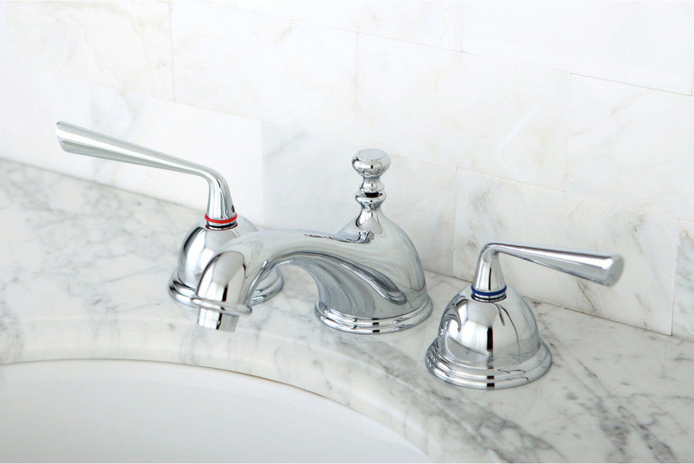 Kingston Brass Widespread Bathroom Faucet With Brass Pop-Up, Polished Chrome