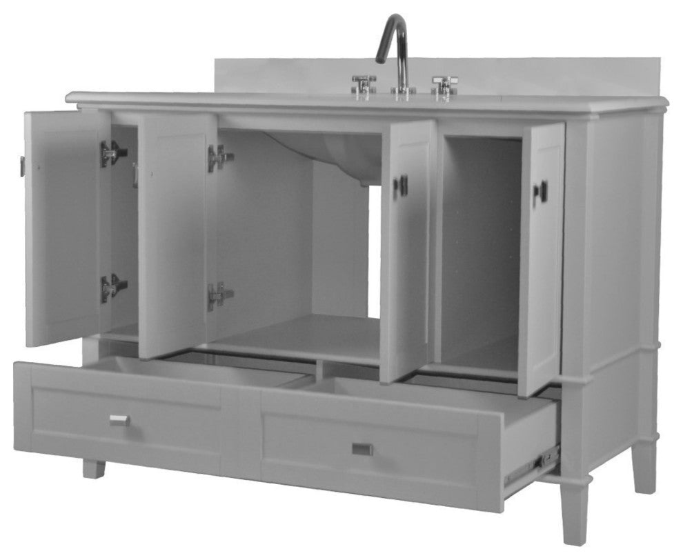 49" Double Vanity, Light Gray With Engineered Stone Top