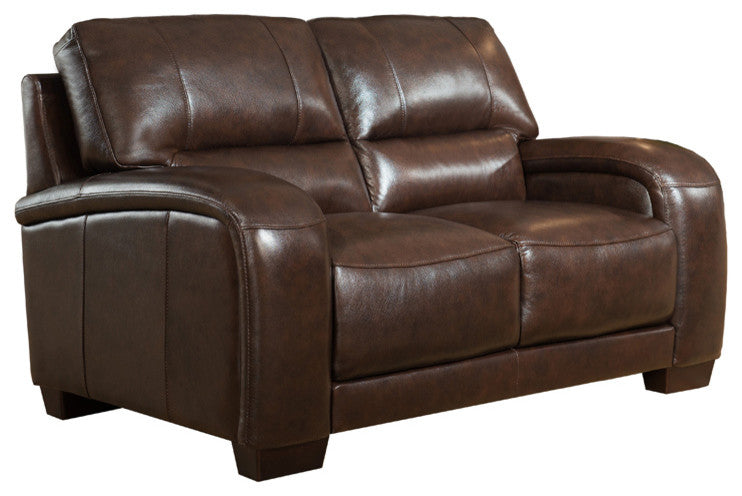 Brigitte Leather Craft Loveseat, Dark Brown