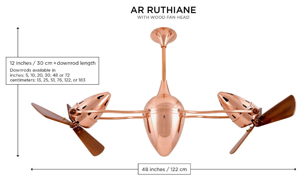 Ar Ruthiane Rotational Ceiling Fan With Mahogany Blades, Brushed Nickel