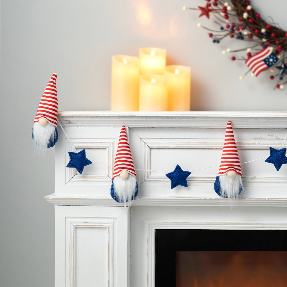 6' Fabric Patriotic Gnome Garland
