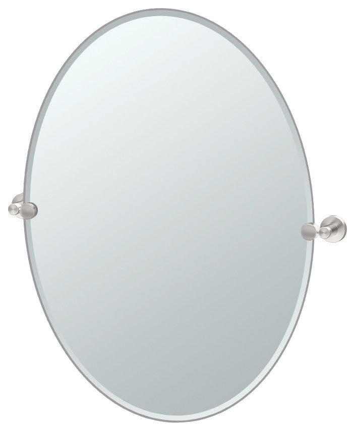 Glam Frameless Oval Mirror, Satin Nickel, 32"