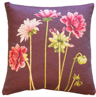 Pillow Decor - Pink Dahlias Square Tapestry Throw Pillow