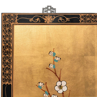 Gold Lacquer Wall Plaque Cherry Blossom