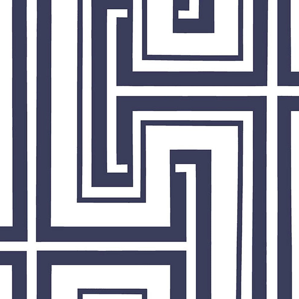 Shades, Damask Geometric Graphic White, Blue Wallpaper Roll