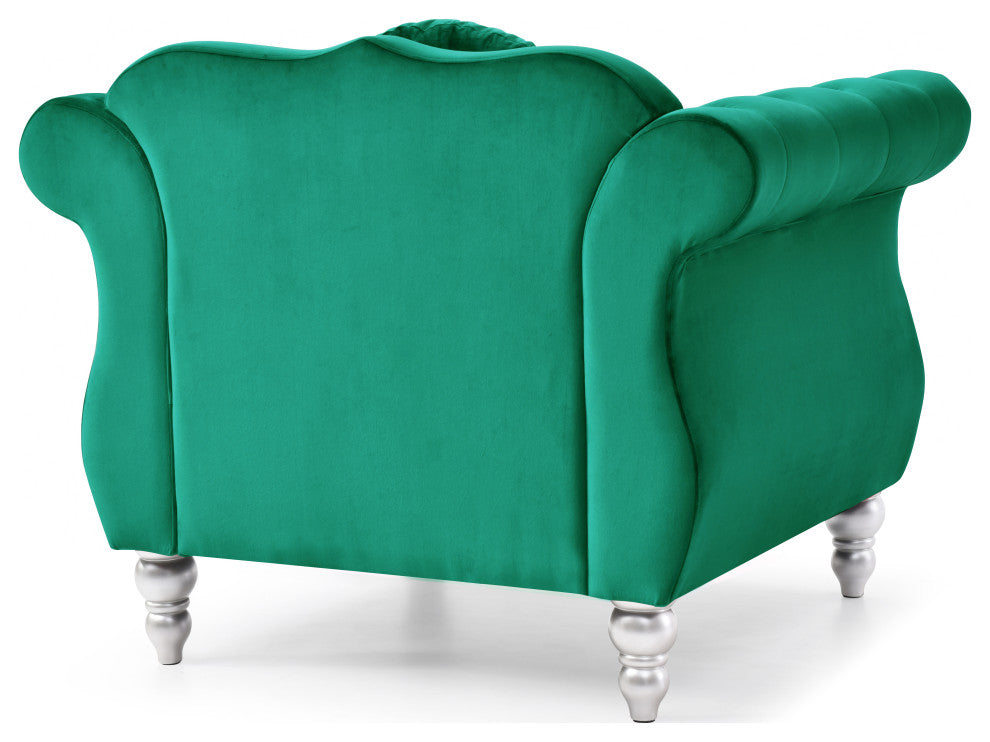 Hollywood Green Velvet Tufted Accent Chair