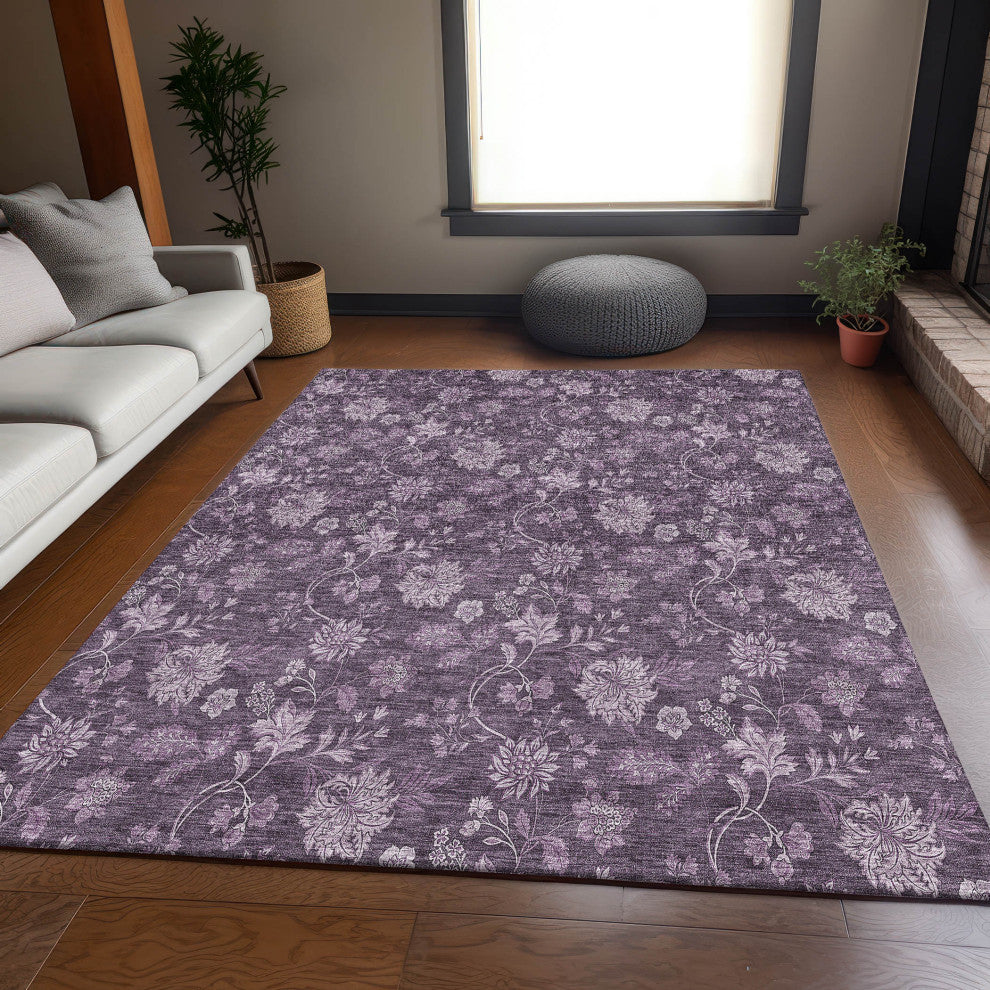 Premium Machine Washable Mayfield AMF680 Plum 8' x 10' Rug