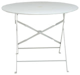 36" Round Folding Metal Bistro Table With Umbrella Hole, White
