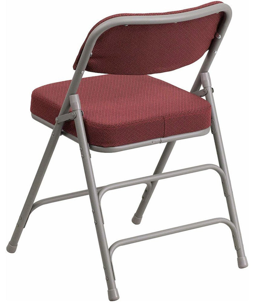 Triple Braced & Double Hinged Burgundy Fabric Metal Folding Chair pack of 4