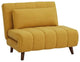 Convertible Futon Chair with Pine Wood Frame and Tufted Polyester Seat, Yellow