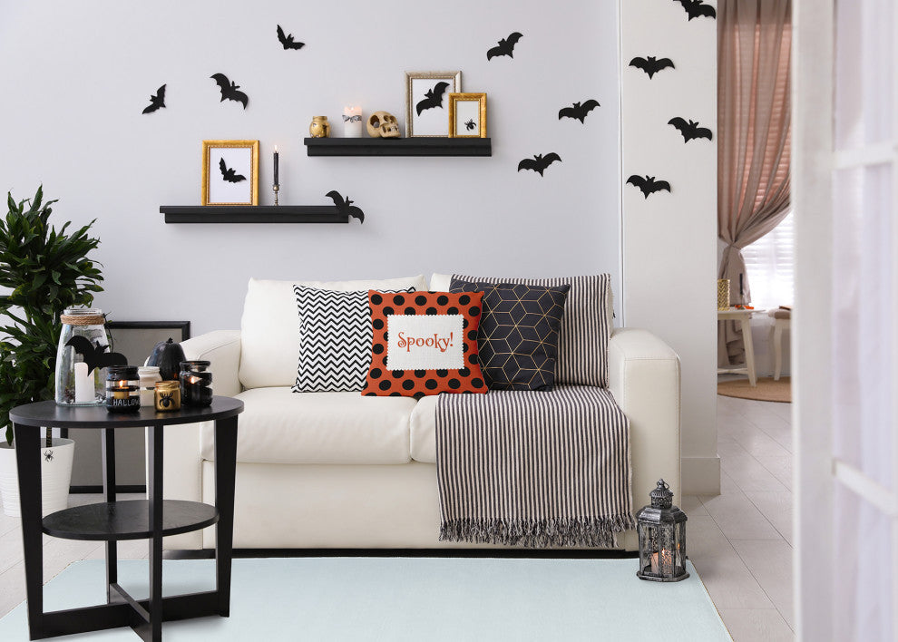 Halloween Spooky Dots Accent Pillow, Harvest Orange, 18"x18"