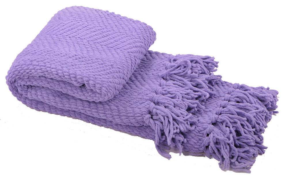 Tweed Knitted Throw Blanket, Paisley Purple, 50"x60"