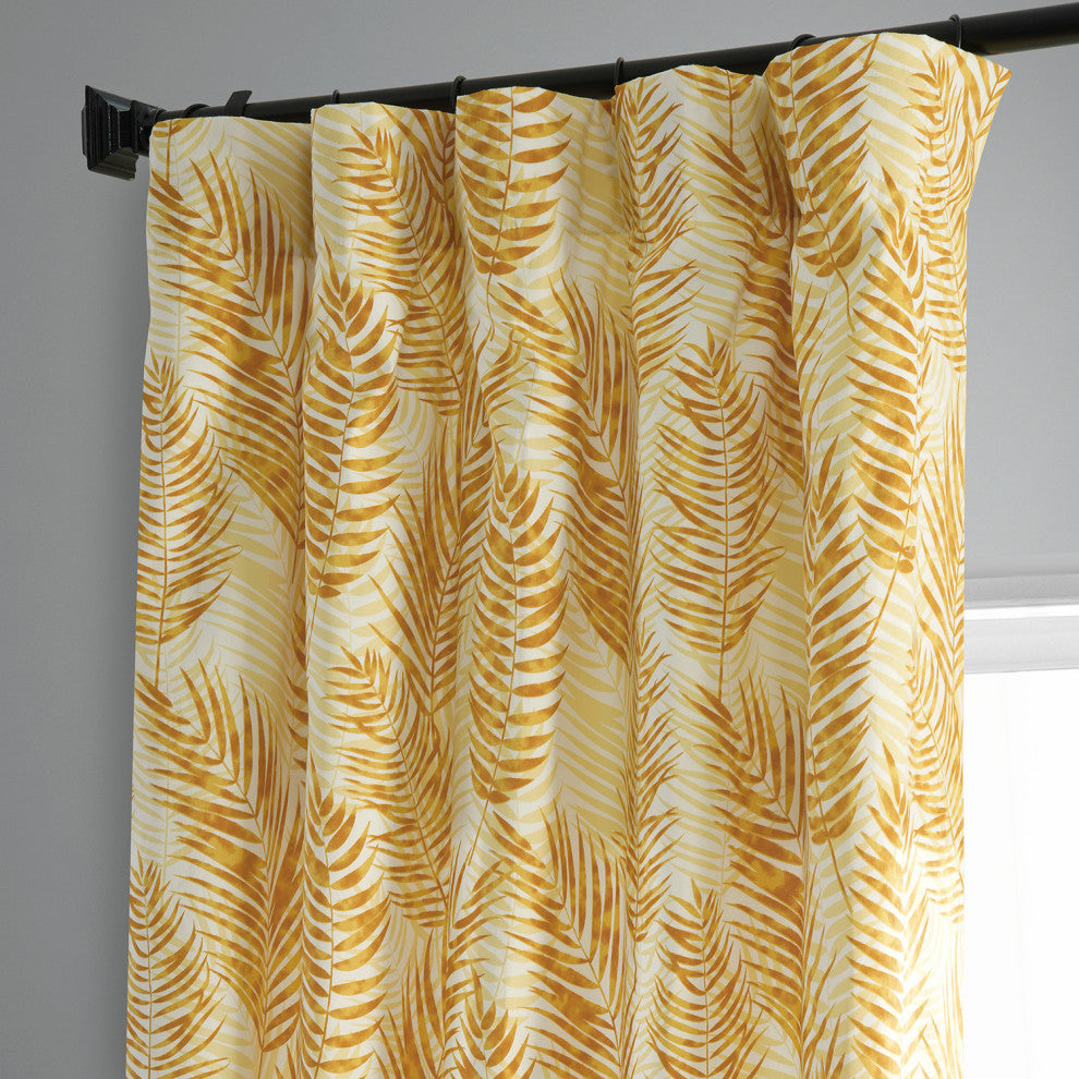 Kupala Printed Cotton Curtain Single Panel, Kupala Eternal Gold, 50wx84l