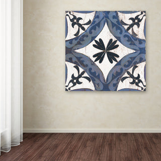 Silvia Vassileva 'Downtown I Indigo and Cream' Canvas Art, 35"x35"