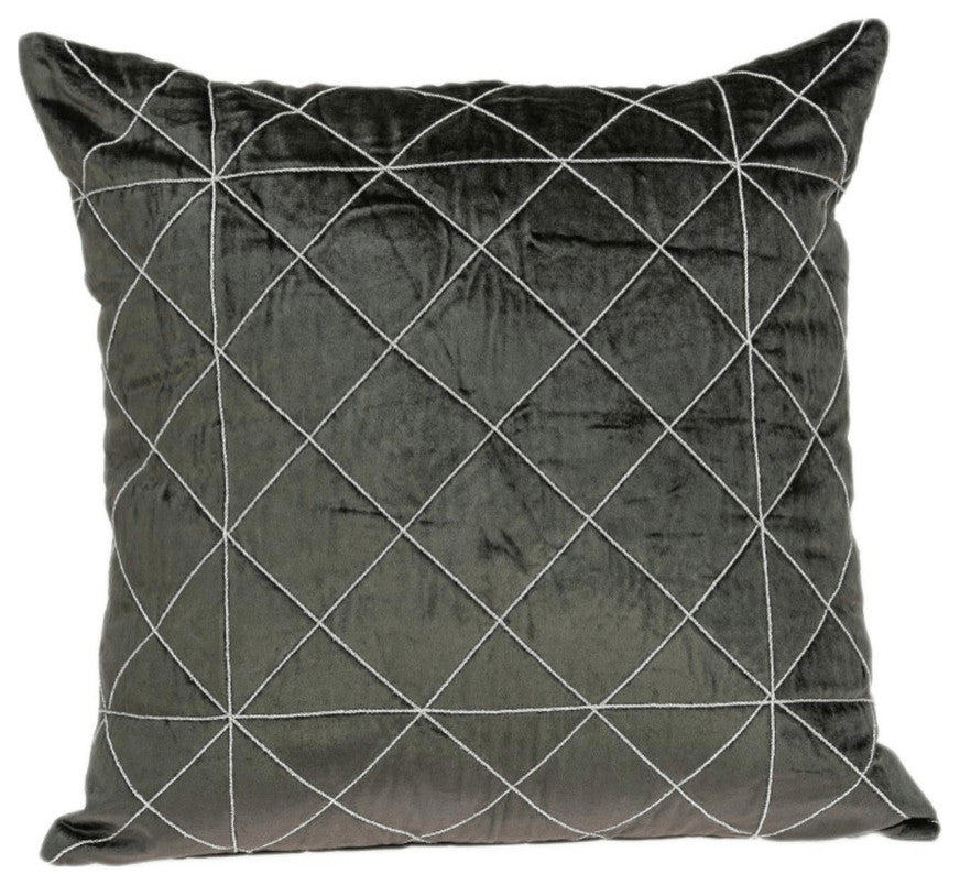 20" X 20" Gray Cotton Blend Zippered Pillow