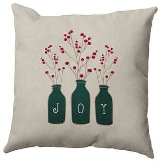 Christmas Green Colored Joy Christmas Polyester Throw Pillow, 16"x16"