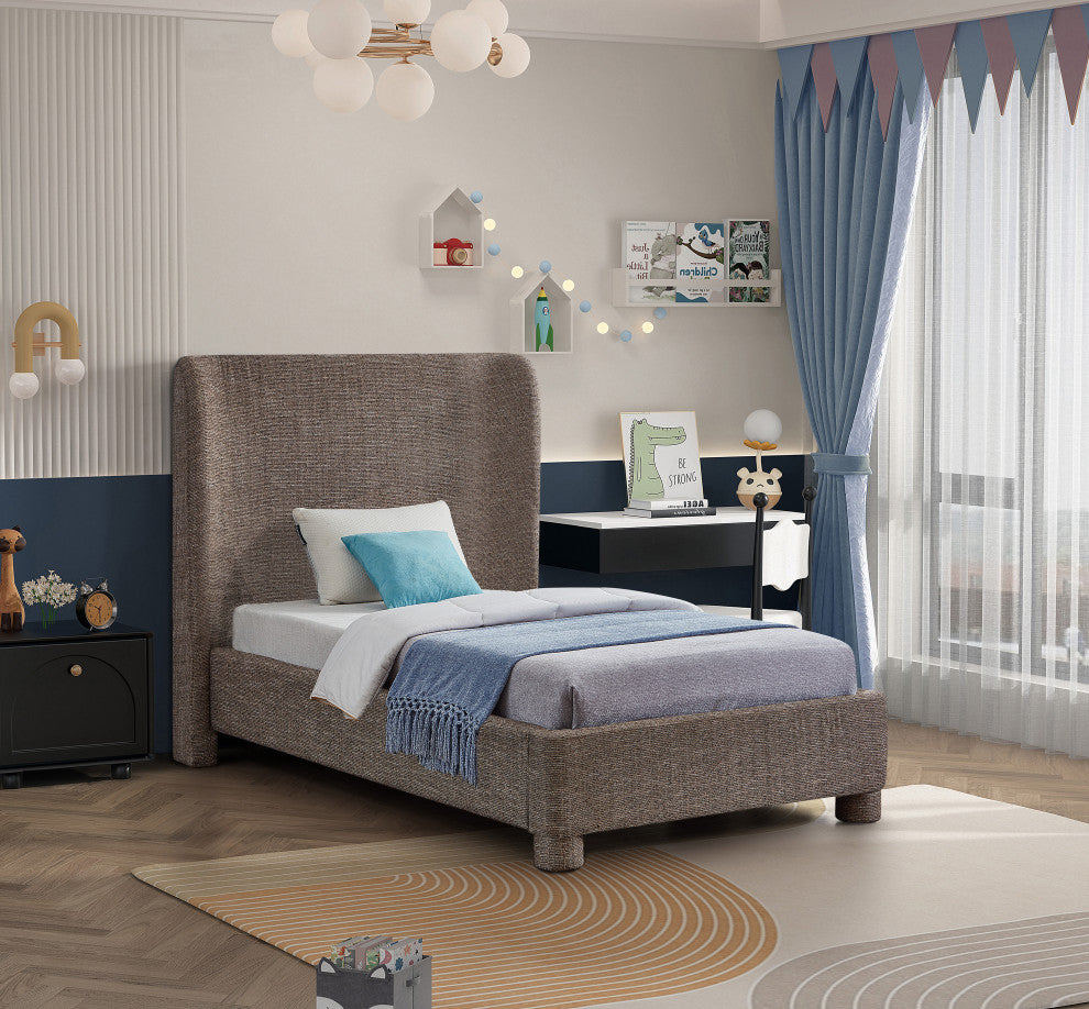 Penny Bed, Brown, Twin, Linen Textured Fabric
