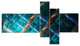 Glowing Green Fractal Grill, Abstract Art on Canvas, 60"x32", 5 panels