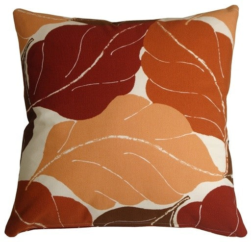 Pillow Decor - Autumn Leaves 20 x 20 Red Throw Pillow
