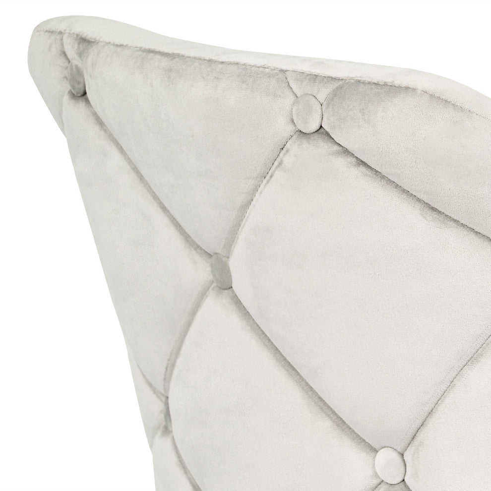 Pearl Tufted Vanity Chair With 360 Degree Swivel, Cool Gray