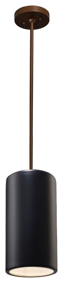 Large Cylinder Pendant, Carbon Matte Black, Dark Bronze, Incandescent