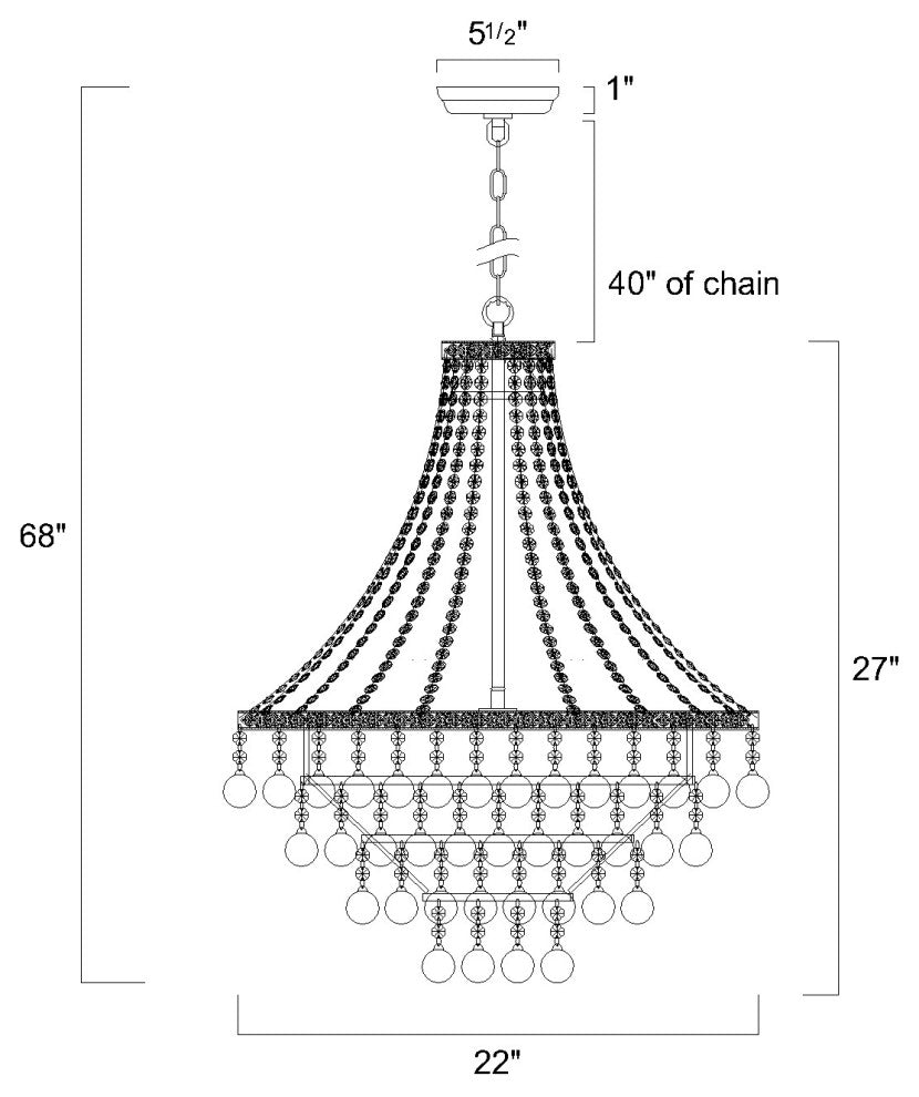 Towne Parke 7-Light Antique Copper and Crystal Empire 4 Tier Chandelier