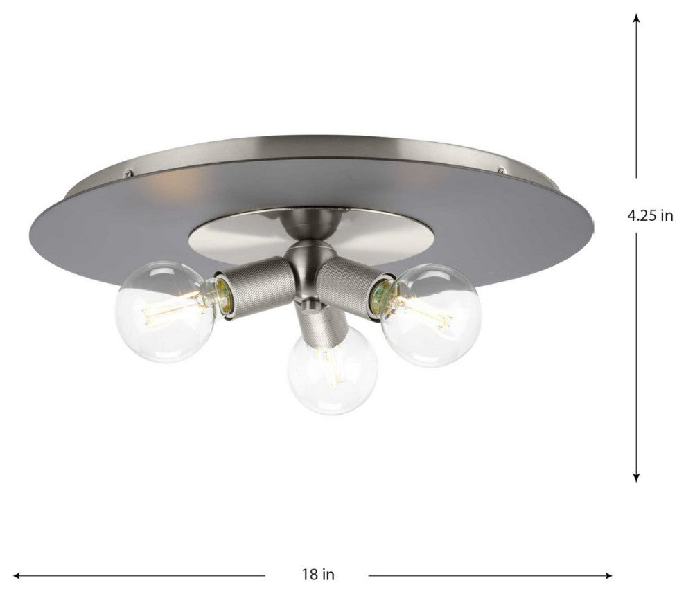 Trimble Collection Three-Light Brushed Nickel 18" Flush Mount