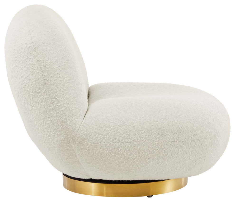 Kindred Upholstered Fabric Swivel Chair, Gold Ivory