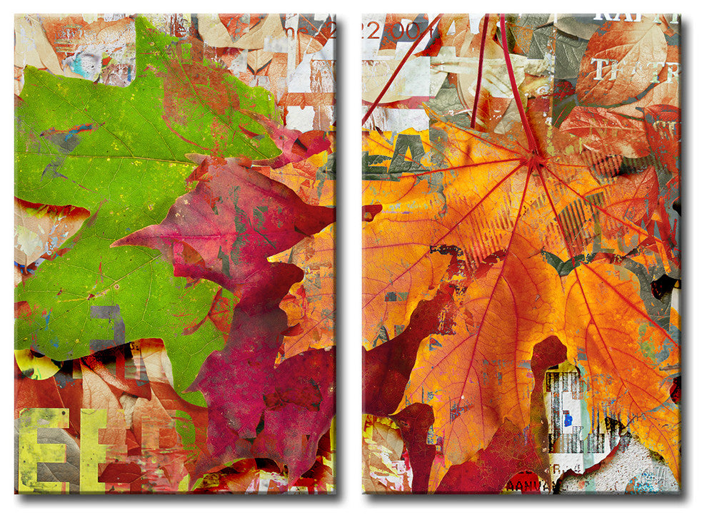 Fall Ink XVIII, Canvas Wall Art 2-Piece Canvas Art Set, 20"