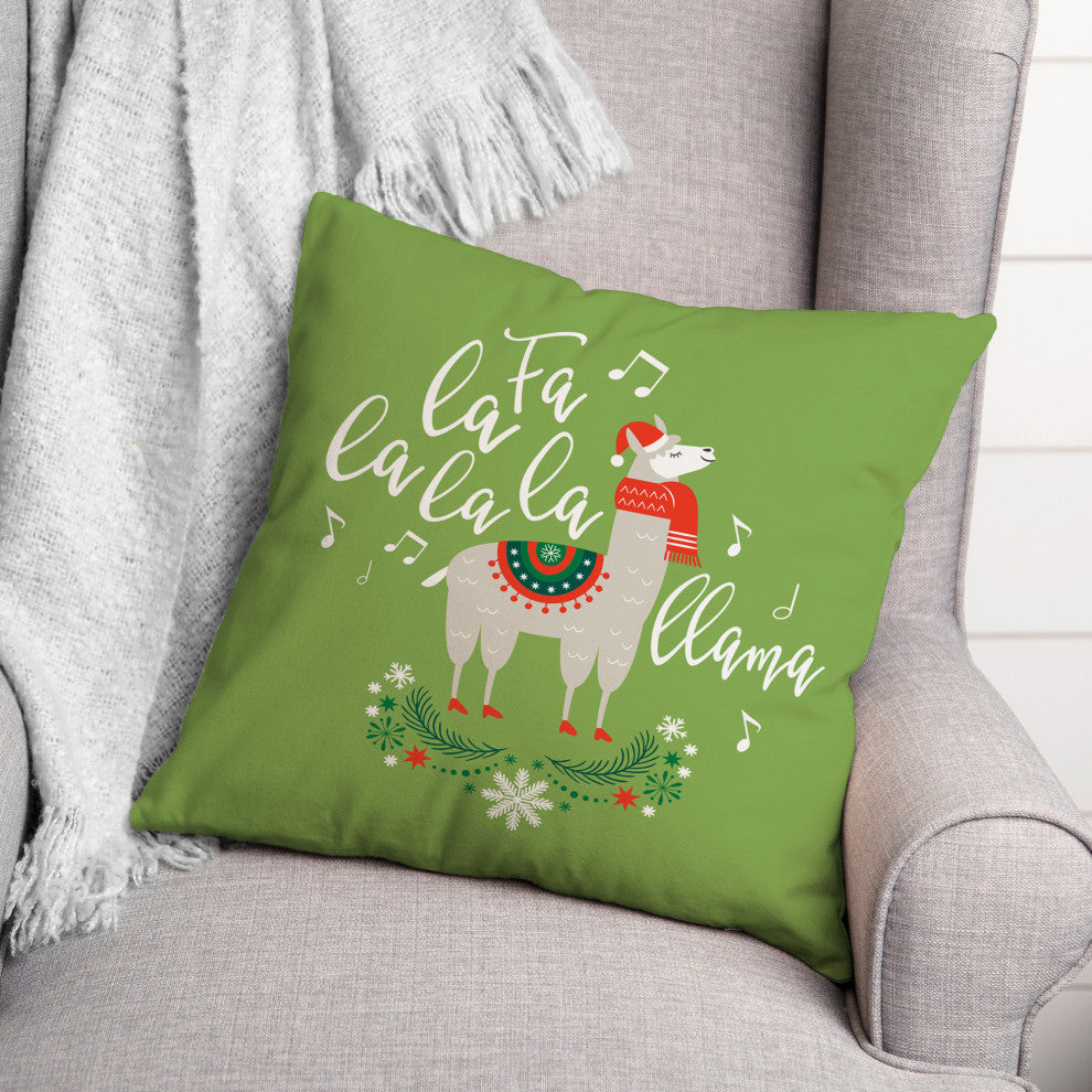 Fa la la la llama 18x18 Spun Poly Pillow