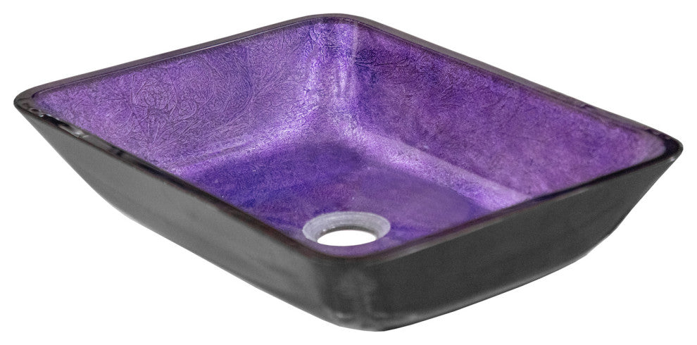 Eden Bath EB_GS81 Rectangular Purple Foil Glass Vessel Sink with Black Exterior