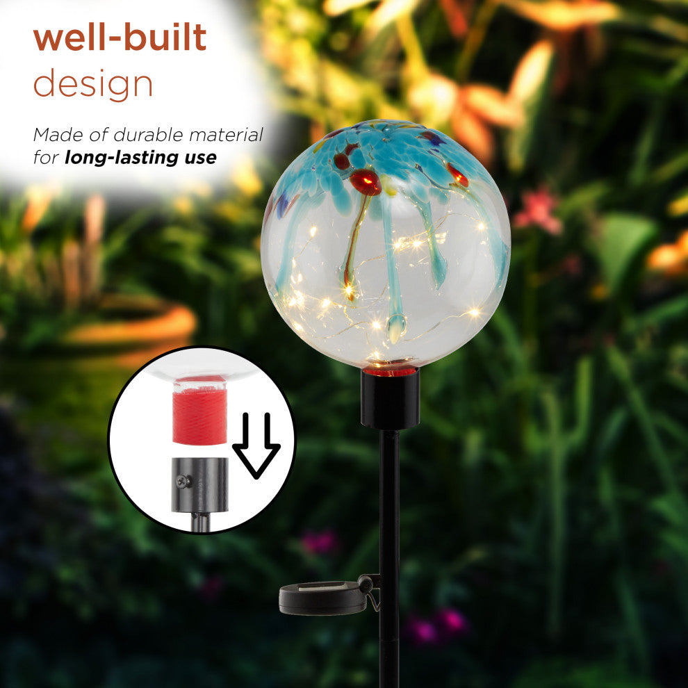 Solar Colorful Raindrop Splashes Glass Ball LED Garden Stake