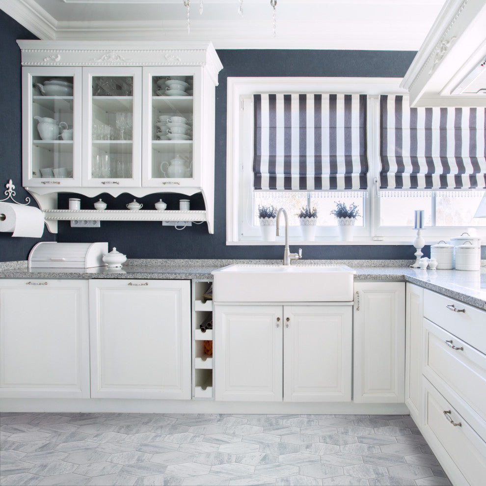 Cassis Hex Porcelain Floor and Wall Tile Sample, White