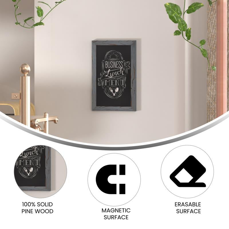 Canterbury Wall Mount Magnetic Chalkboard Sign Set-11" x 17", Grey, 11" X 17"