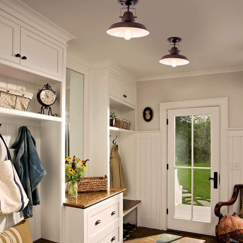 Farmhouse Semi Flush Mount Ceiling Light Vintage Rust Ceiling Lamp