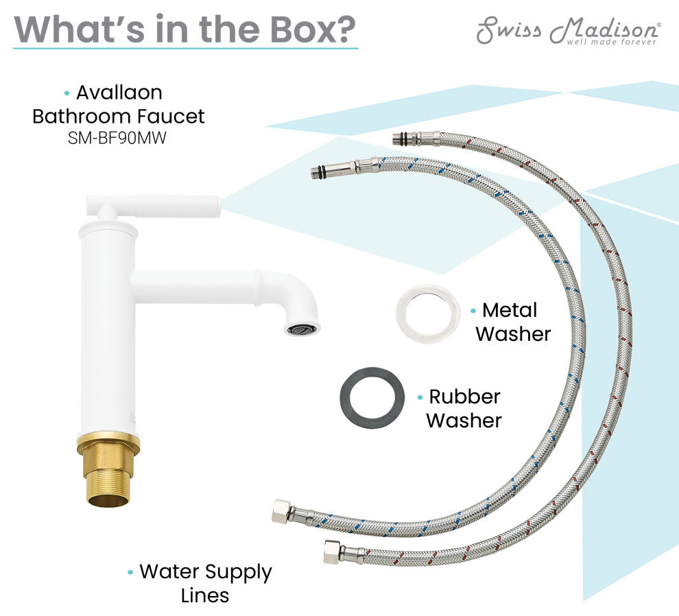 Avallon Single Hole, Single-Handle Sleek, Bathroom Faucet, Matte White
