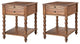 26"H Traditional/Farmhouse Style End Table, Set of 2, Walnut