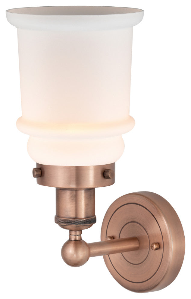 Canton 1-Light 6" Sconce, Antique Copper Finish, Matte White Shade