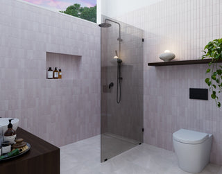 Ursa 36"x78" Frameless Single Glass Shower Panel, Gray Tint, Matte Black