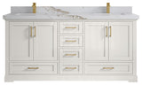 Boston 72" Double Sink Bath Vanity in Alabaster 2" Calacatta Gold