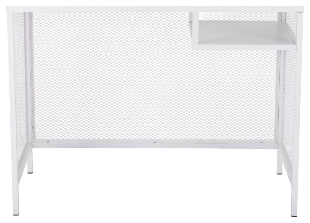 Computer Work Desk, Rectangular, Steel Metal, White, Home Business Office