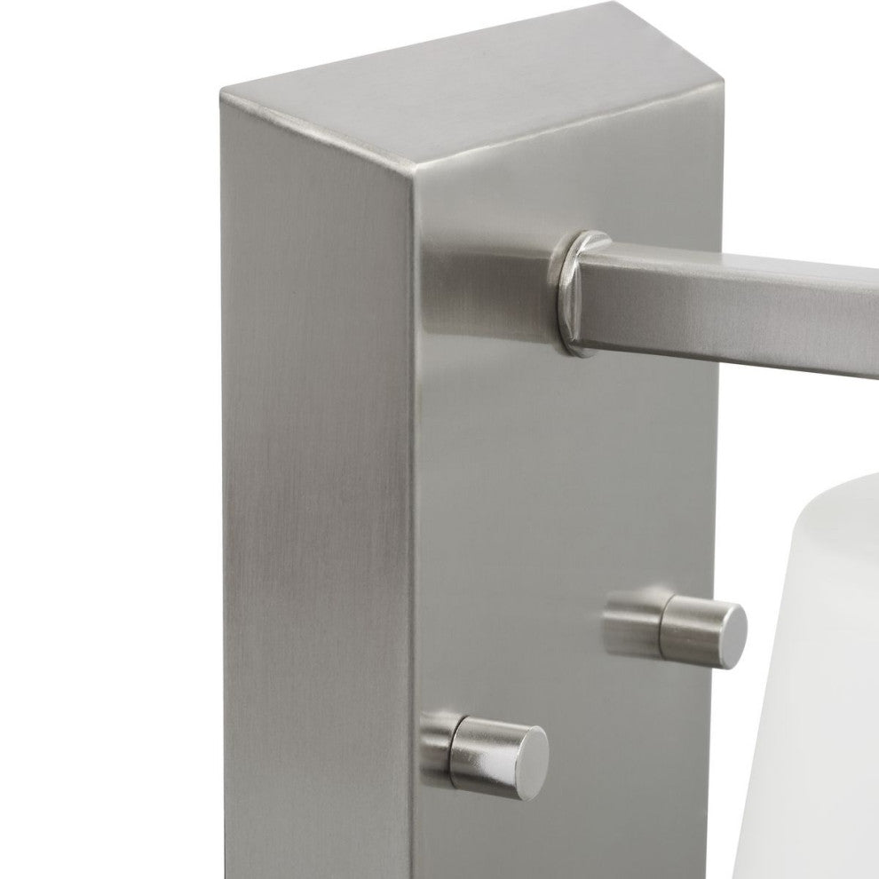 Vertex Collection One-Light Brushed Nickel Etched White Glass Bath Light