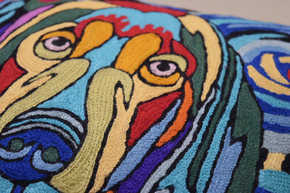 Picasso Dog Pillow Cover Starry Night Dog Pillowcase Hand Embroidered 18x18