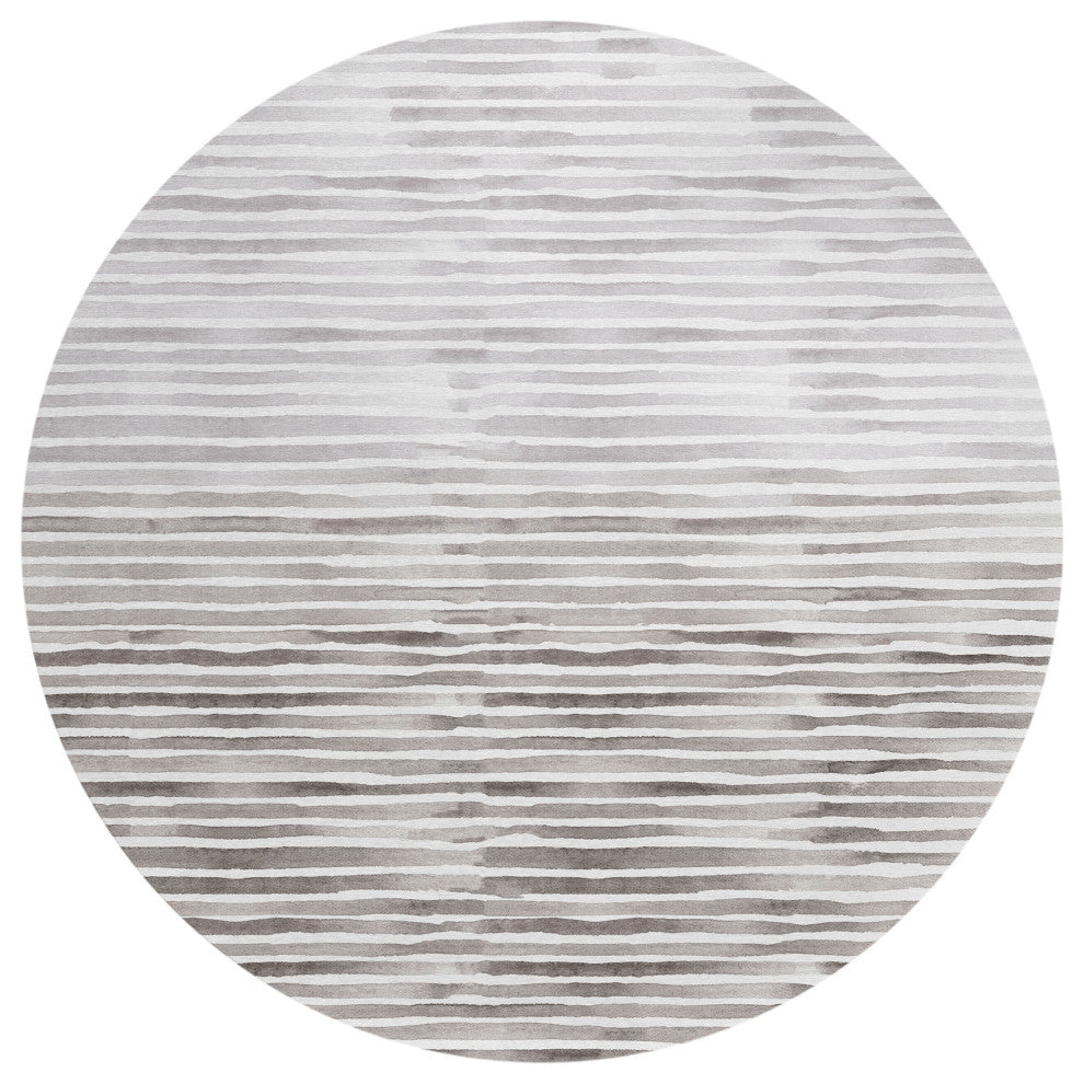 Indoor/Outdoor Seabreeze SZ8 Pewter Machine Washable 8' x 8' Round Rug