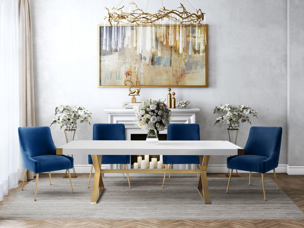 TOV Furniture Adeline White Lacquer Dining Table